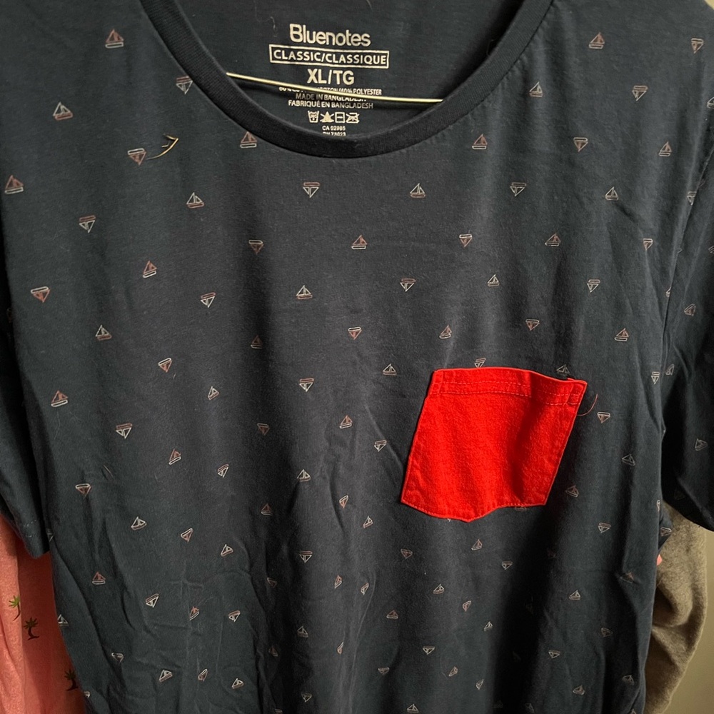 Bluenotes Men's Navy Shirt with Red Pocket and west49 pink tshirt lot